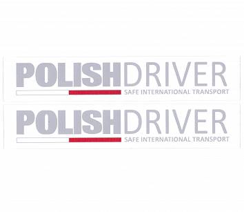 Naklejka Srebrny Napis Polish Driver Transport 2x