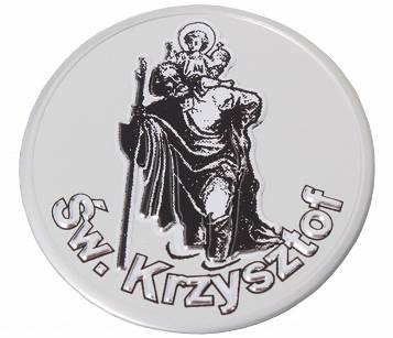 NAKLEJKA EMBLEMAT ALUMINIOWY PATRON KIEROWCÓW ŚW. KRZYSZTOF