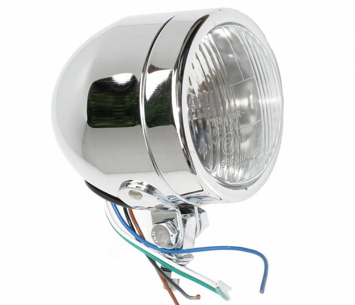 Lampa Przednia Reflektor Mały LIGHTBAR Metalowy Chromowany H4 60/55W 12V