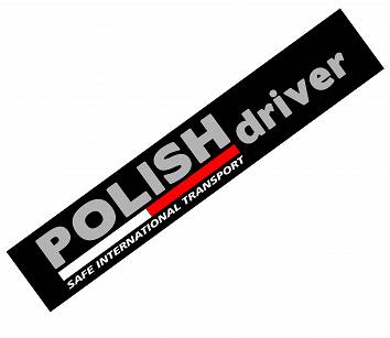 Naklejka Polish Driver Srebrny Napis Safe International Transport Tir Bus