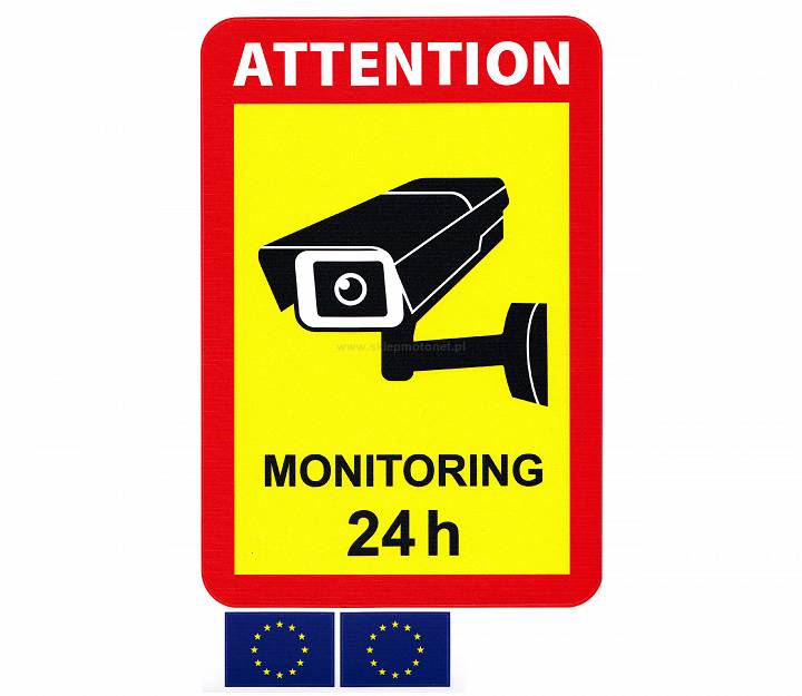 Naklejka Informacyjna Kamery Monitoring 24h UV