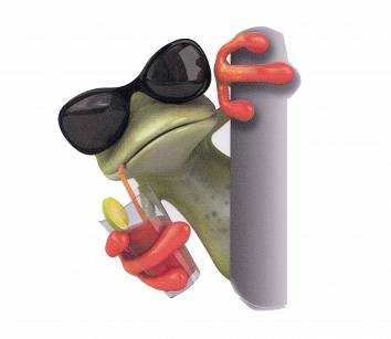 Żaba Super Frog w Okularach z Drinkiem Naklejka UV