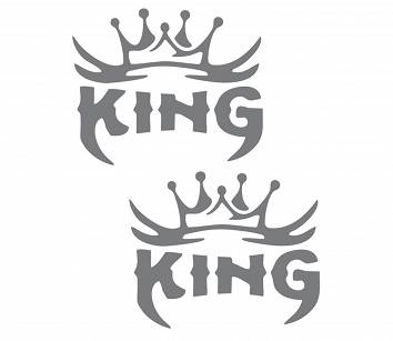 Naklejka Nalepka Napis Król King Srebrna 2 szt UV